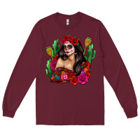 Burgundy mexico girl Long Sleeve Tee - Zillion Design Studio
