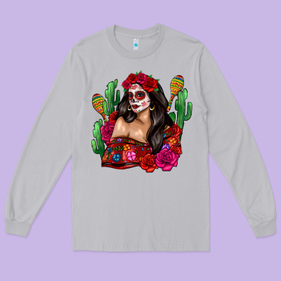 Mexico Girl Long Sleeve Tee Designed By Zillion Design Studio