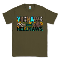 Army Green yeehaws and hellnaws Classic Tee - Zillion Design Studio