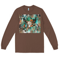 Chestnut cowhide bull skull Long Sleeve Tee - Zillion Design Studio