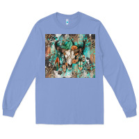 Colony Blue cowhide bull skull Long Sleeve Tee - Zillion Design Studio