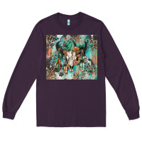 Plum cowhide bull skull Long Sleeve Tee - Zillion Design Studio