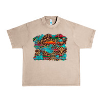 French Oak western serape leopard turquoise  background Urban Heavy Tee - Artiststas