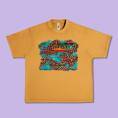 Western Serape Leopard Turquoise  Background Urban Heavy Tee Designed By Artiststas