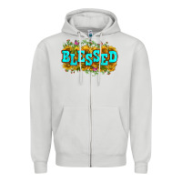 Dove Grey western blessed Zipper Hoodie - Zillion Design Studio