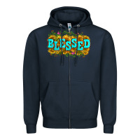Navy western blessed Zipper Hoodie - Zillion Design Studio