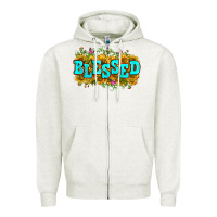 Oatmeal Heather western blessed Zipper Hoodie - Zillion Design Studio