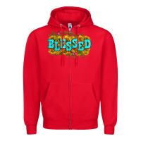 Red western blessed Zipper Hoodie - Zillion Design Studio