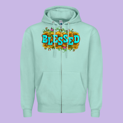 Western Blessed Zipper Hoodie Designed By Zillion Design Studio