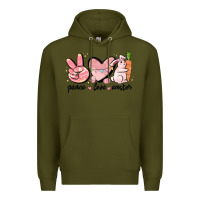 Army Green peace love easter Premium Hoodie - MaliasSmallBusiness