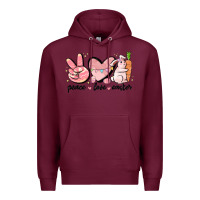 Burgundy peace love easter Premium Hoodie - MaliasSmallBusiness