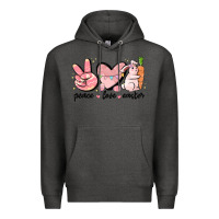 Charcoal Heather peace love easter Premium Hoodie - MaliasSmallBusiness