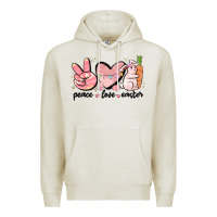 Oatmeal Heather peace love easter Premium Hoodie - MaliasSmallBusiness