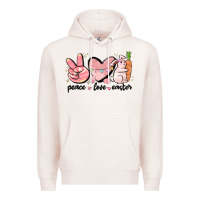 Pale Pink peace love easter Premium Hoodie - MaliasSmallBusiness
