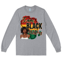 Heather Grey i am black history Long Sleeve Tee - texasbilliewilder
