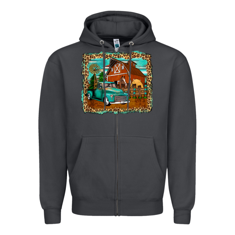 Rustic Country Barn Zipper Hoodie by Zillion Design Studio | Teevron