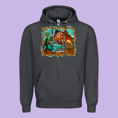 Rustic Country Barn Zipper Hoodie Designed By Zillion Design Studio