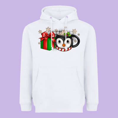 Christmas Penguin Coffee Heavyweight Hoodie Designed By Jahusdesignshop