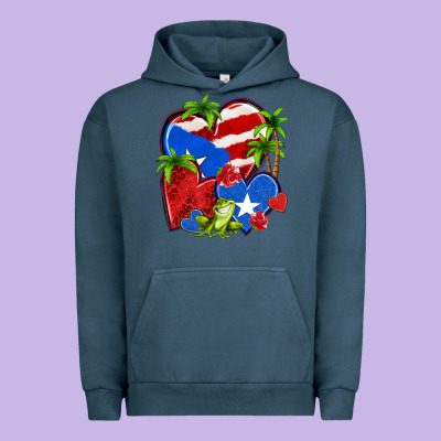 Puerto Rico Hearts Urban Hoodie Designed By Nancycooperartshop
