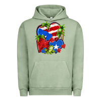 Pigment Oil Green puerto rico hearts Urban Hoodie - NancyCooperArtShop