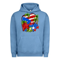 Pigment Pebble Blue puerto rico hearts Urban Hoodie - NancyCooperArtShop