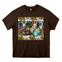 Chocolate Brown easter Heavy Core Tee - CowhideDigitalArt
