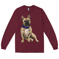 Burgundy French bulldog with royal blue Long Sleeve Tee - RanaPortraitStore