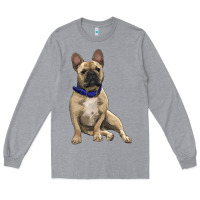 Heather Grey French bulldog with royal blue Long Sleeve Tee - RanaPortraitStore