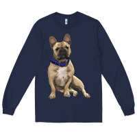 Navy French bulldog with royal blue Long Sleeve Tee - RanaPortraitStore
