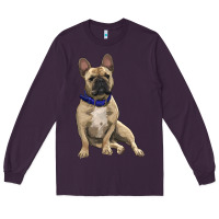 Plum French bulldog with royal blue Long Sleeve Tee - RanaPortraitStore
