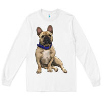White French bulldog with royal blue Long Sleeve Tee - RanaPortraitStore
