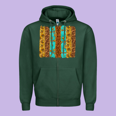 Western Brushstrokes Zipper Hoodie Designed By Texasbilliewilder