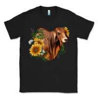 Black brahman bull with sunflowers Classic Tee - RanaPortraitStore