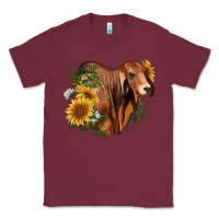 Burgundy brahman bull with sunflowers Classic Tee - RanaPortraitStore