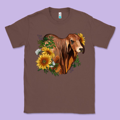 Brahman Bull With Sunflowers Classic Tee Designed By Ranaportraitstore
