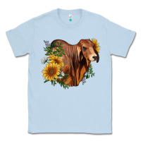 Dusty Blue brahman bull with sunflowers Classic Tee - RanaPortraitStore