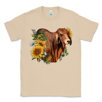 Mushroom brahman bull with sunflowers Classic Tee - RanaPortraitStore