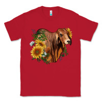 Red brahman bull with sunflowers Classic Tee - RanaPortraitStore