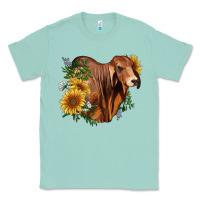 Seafoam brahman bull with sunflowers Classic Tee - RanaPortraitStore