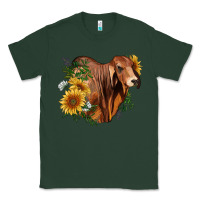 Sports Green brahman bull with sunflowers Classic Tee - RanaPortraitStore