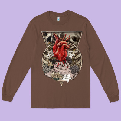 Long Sleeve Tee Flower Skeleton