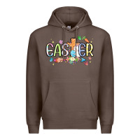 Coffee easter cross with bunny Premium Hoodie - MaliasSmallBusiness
