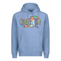 Colony Blue easter cross with bunny Premium Hoodie - MaliasSmallBusiness