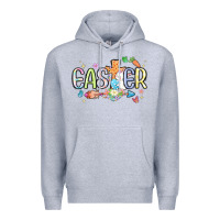 Heather Grey easter cross with bunny Premium Hoodie - MaliasSmallBusiness