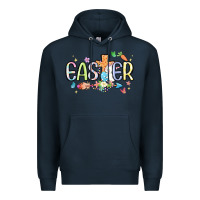 Navy easter cross with bunny Premium Hoodie - MaliasSmallBusiness