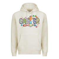 Oatmeal Heather easter cross with bunny Premium Hoodie - MaliasSmallBusiness