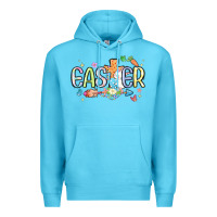Ocean Blue easter cross with bunny Premium Hoodie - MaliasSmallBusiness
