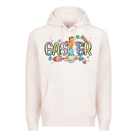 Pale Pink easter cross with bunny Premium Hoodie - MaliasSmallBusiness