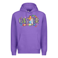Purple easter cross with bunny Premium Hoodie - MaliasSmallBusiness
