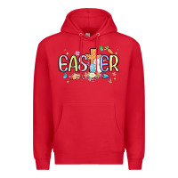 Red easter cross with bunny Premium Hoodie - MaliasSmallBusiness